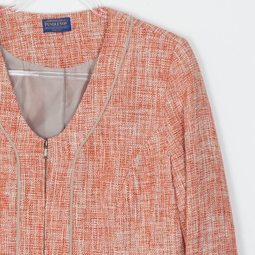 Pendleton Orange Full Zip Tweed Blazer Jacket Car… - image 2